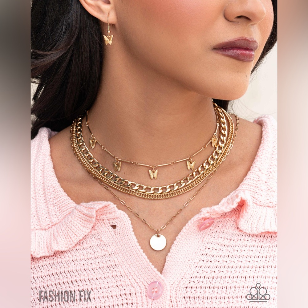 Paparazzi Gold Butterfly Necklace Set